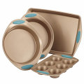 Vendedor de Amazon 4 piezas Bakeware Set Brown con mango azul